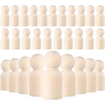 Bonecos de madeira para montar, sem acabamento, para crianças, ideal para artesanato e brincadeiras, amarelo claro, 30 peças.
