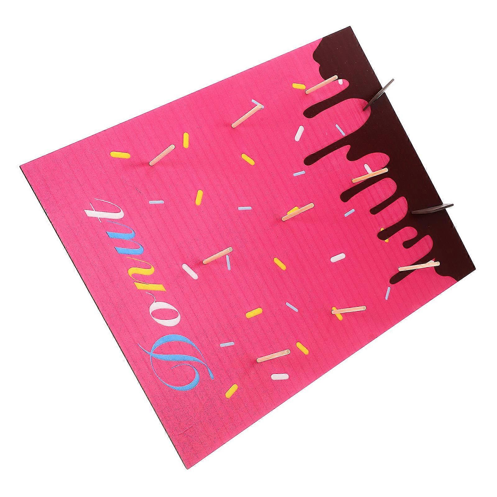 Wooden Donut Display Board for Home Pink Practical and Portable