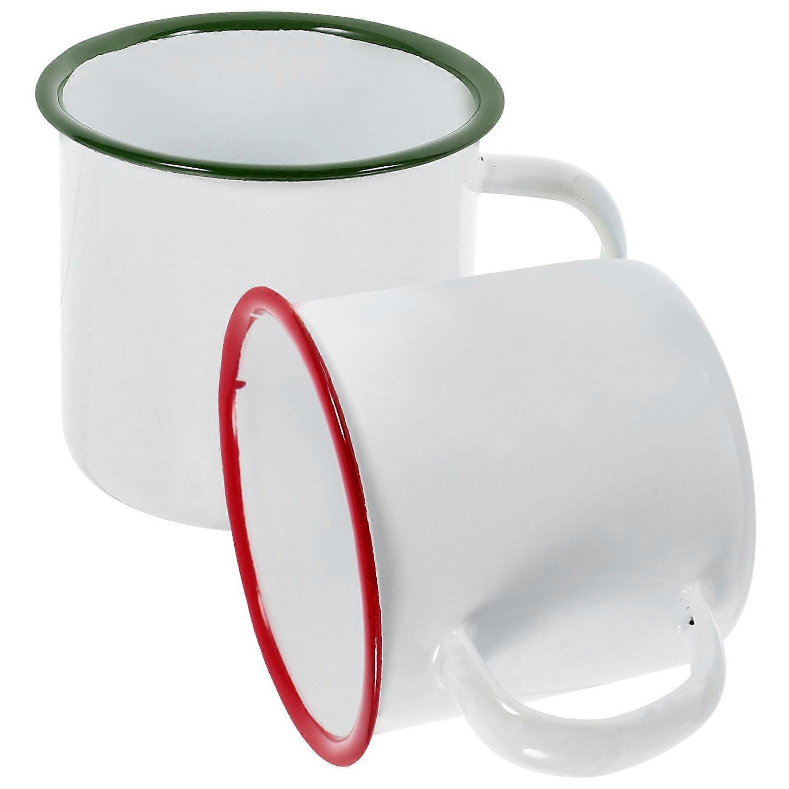 Enamel Water Cup Durable for Storage 2Pcs Assorted Color Outdoor Use
