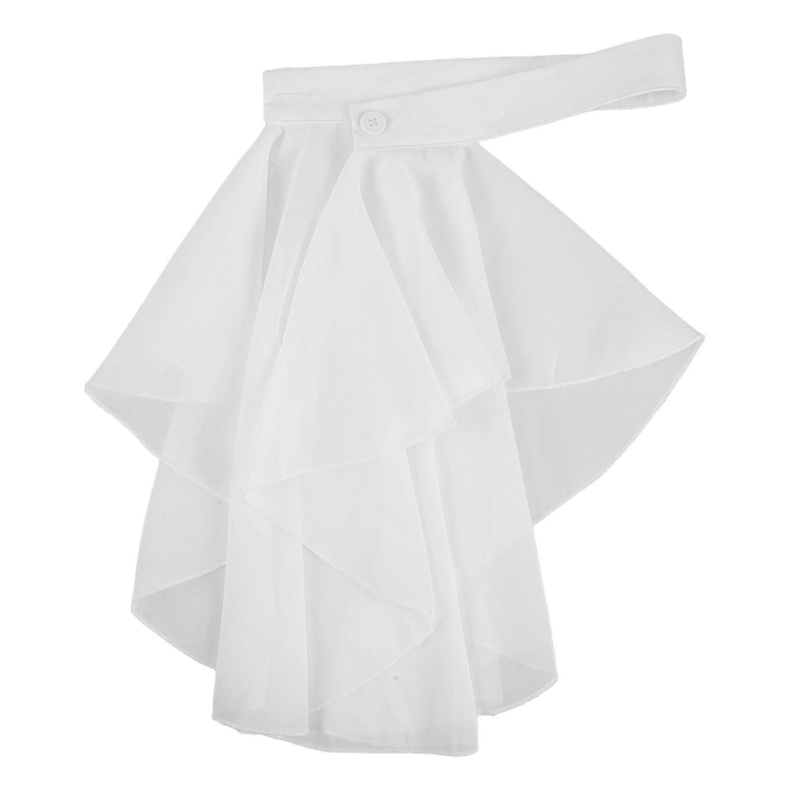 White Chiffon Ruffled Collar Performing Costume for Decoration