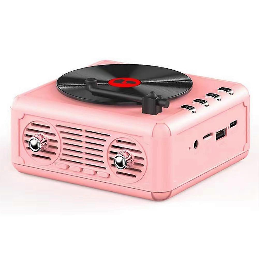 Retro Speaker Portable Bluetooth Speaker Subwoofer Sound Box Pink Easy Install Easy To Use For Office Outdoor Home