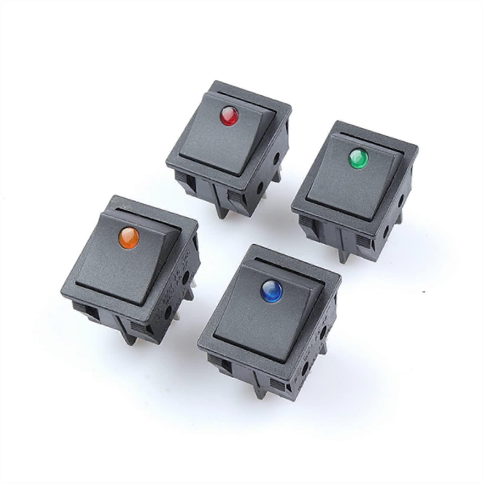 Rocker Switch 4PCS Mini On Off 3/4 Pin 250V 6A30A with Light for Automotive and Electrical Use