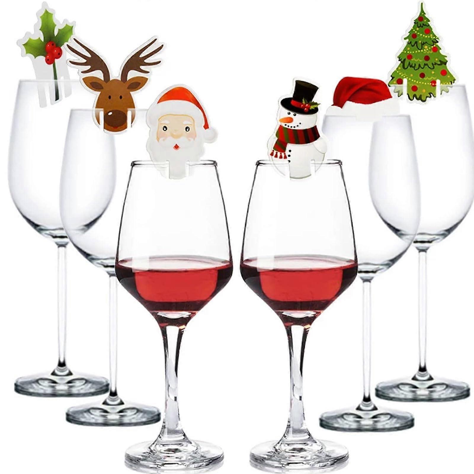 Christmas Wine Glass Markers Set, Reusable Holiday Charms for Easy Drink Identification, Festive Stemware Tags for Xmas Parties