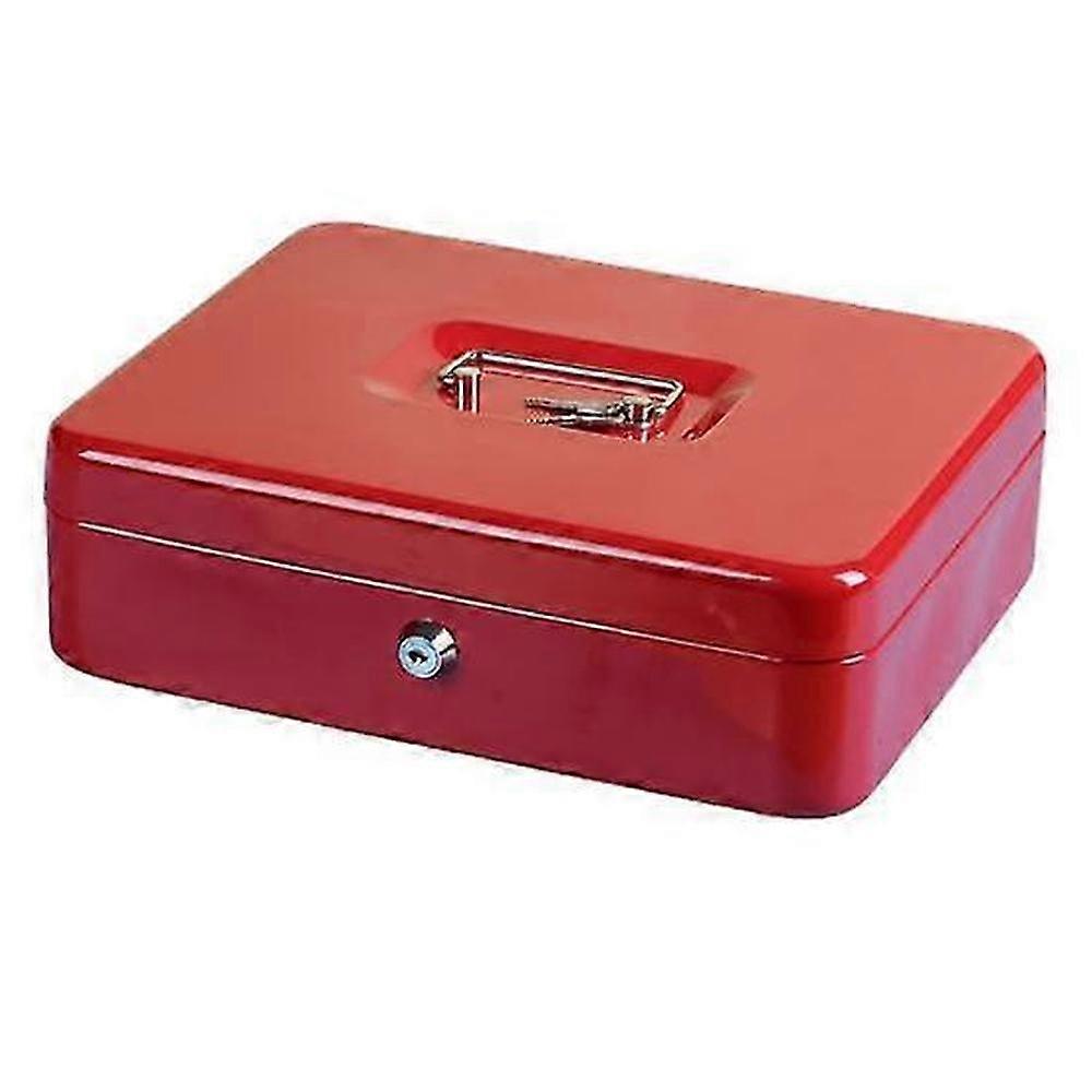 Secure Metal Cash Box with Lock, Two Keys, and Multi-Compartment Storage for Coins and