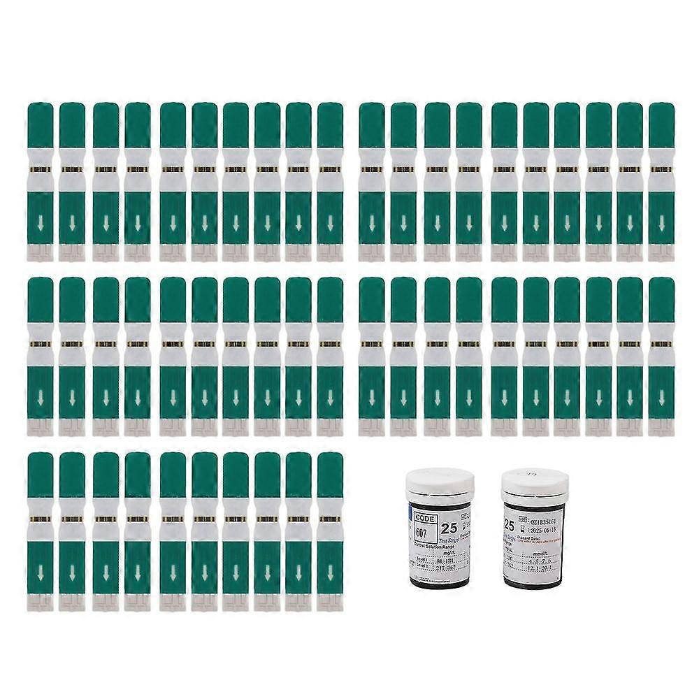 Controle do diabetes com 50 tiras de teste de glicemia e lanceta.