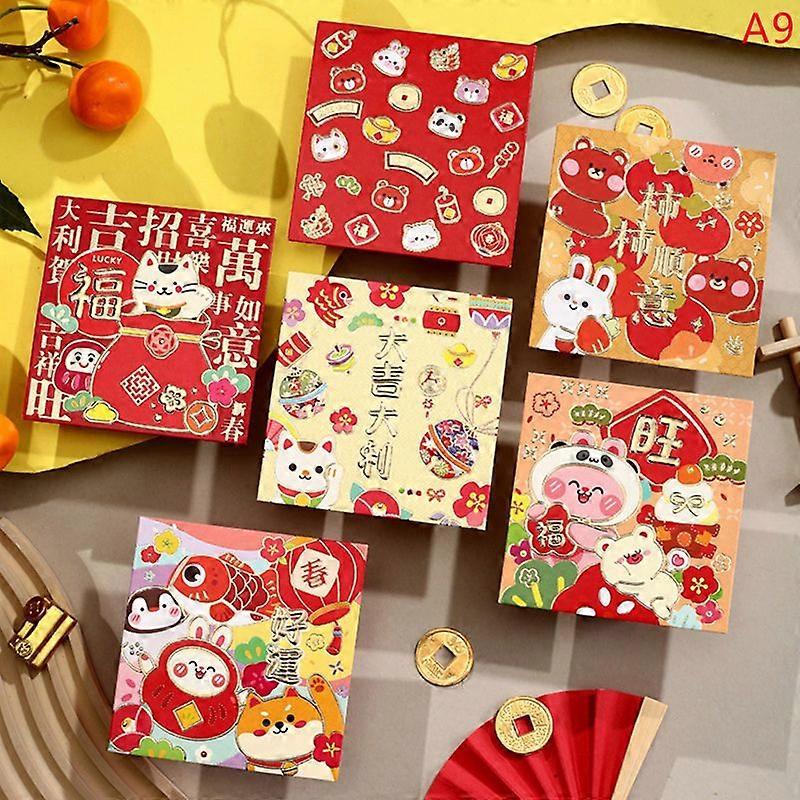 6pcs Chinese New Year 2023 Rabbit Red Envelope New Year Red Packet Gift Envelope