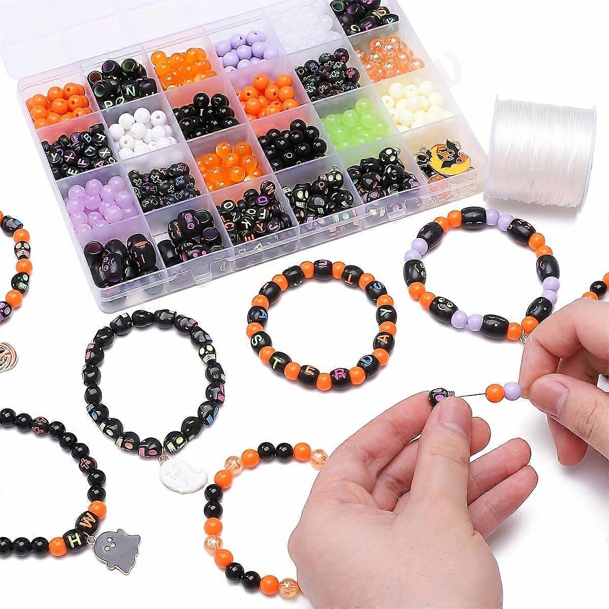 Kit ex��cutif de bijoux �� bricoler soi-m��me pour Halloween, perles acryliques, ensemble de breloques en alliage, bracelets faits �� la main, c