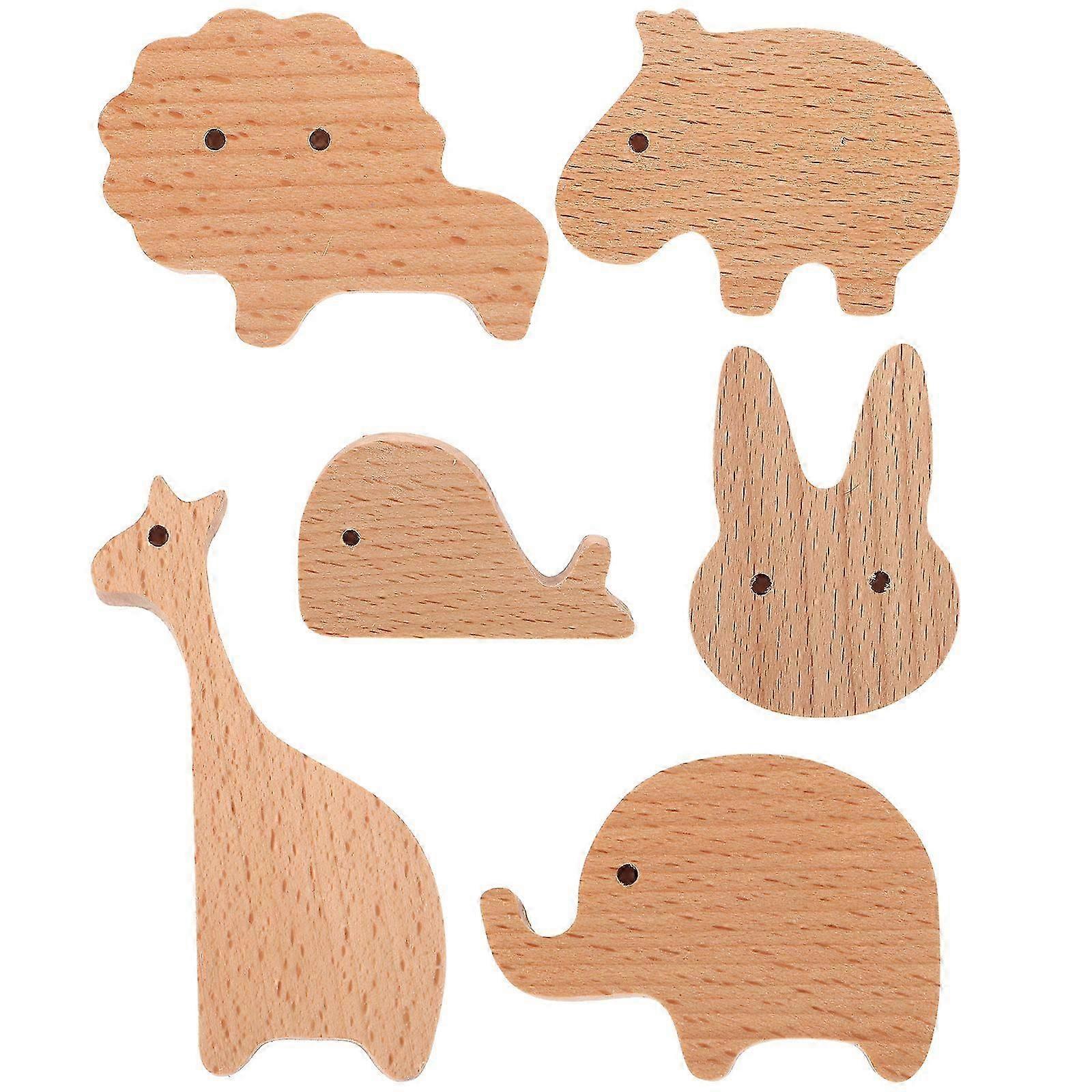 6pcs Dresser Knobs Cabinet Door Knobs Wooden Drawer Knobs Animal Furniture Pulls