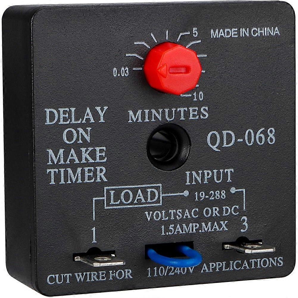 1Pcs Delay on Make Timer, QD-068, 0.03 to 10 Min, Adjustable Delay, 19-288 VAC or DC