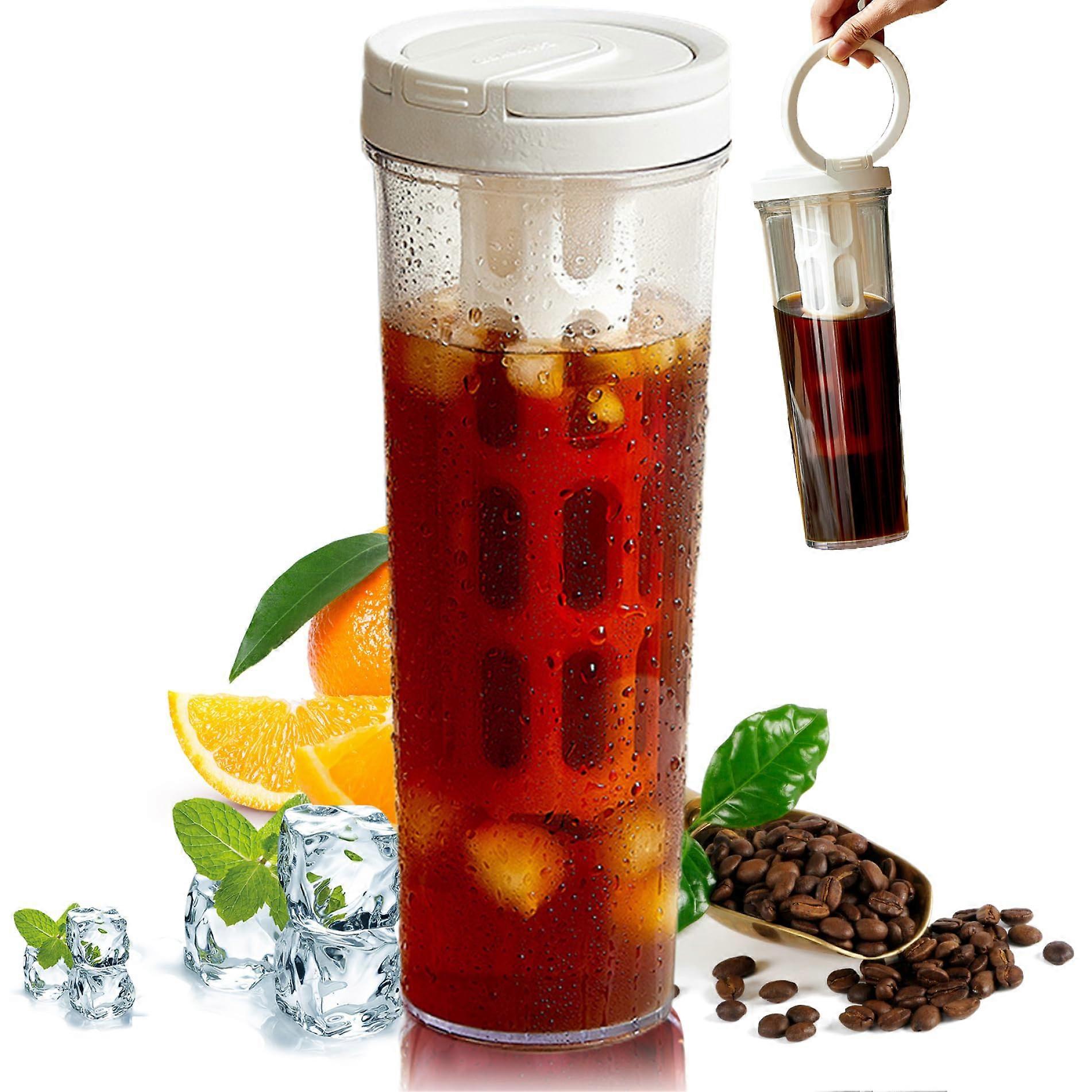 Cold Brew Coffee Maker with LeakProof Lid, 34oz Pitcher, Fine Mesh Filter and Handle for Iced Coffee