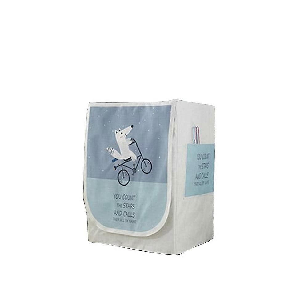 Waterproof Washing Machine Cover for Front Load, Cotton Linen Dustproof Dryer Protector L Pattern 4