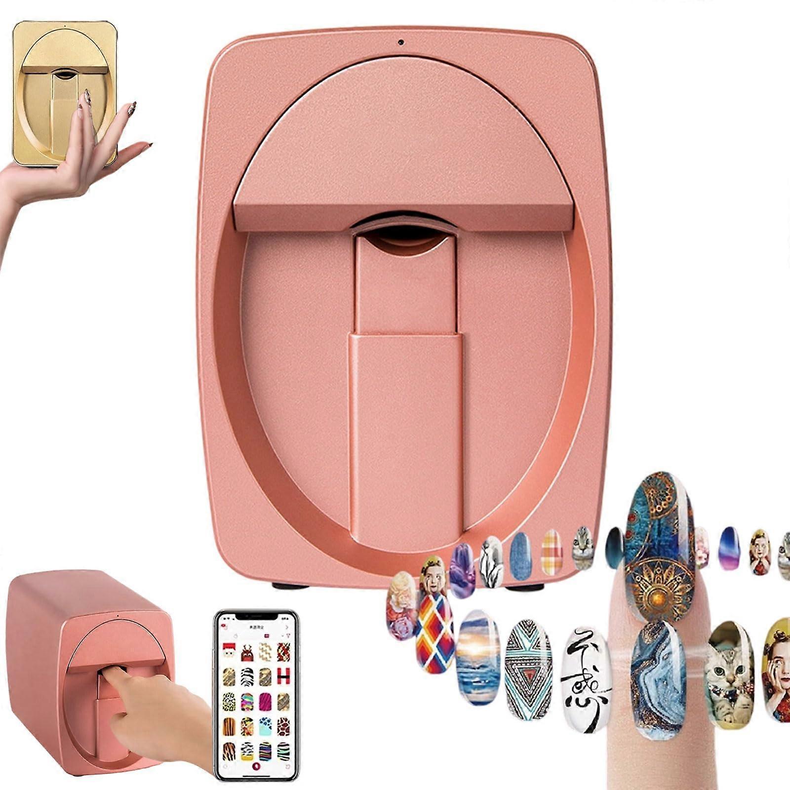 3D Nail Art Printer with Resolution Prints, AppControlled Design Library for Home and Salon Use (Pink)