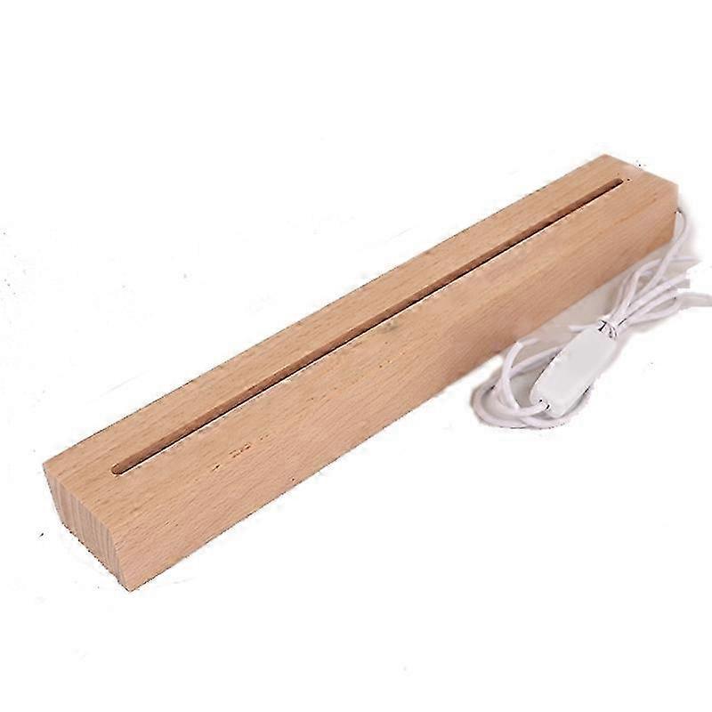 2026 LED Light Wood Base Rectangular 30cm,Three-color Light