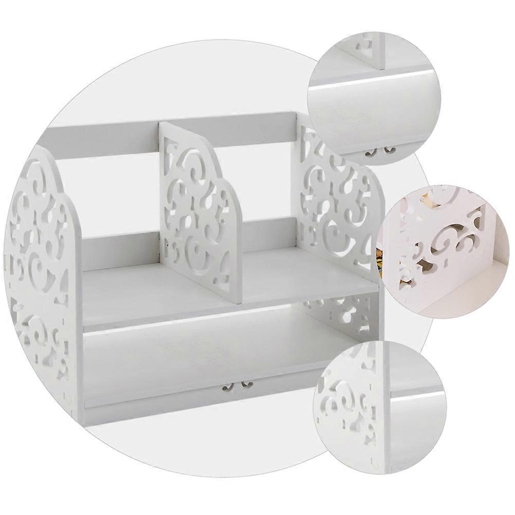 Desktop Bookshelf Storage Rack for Home Use with Stylish White Design