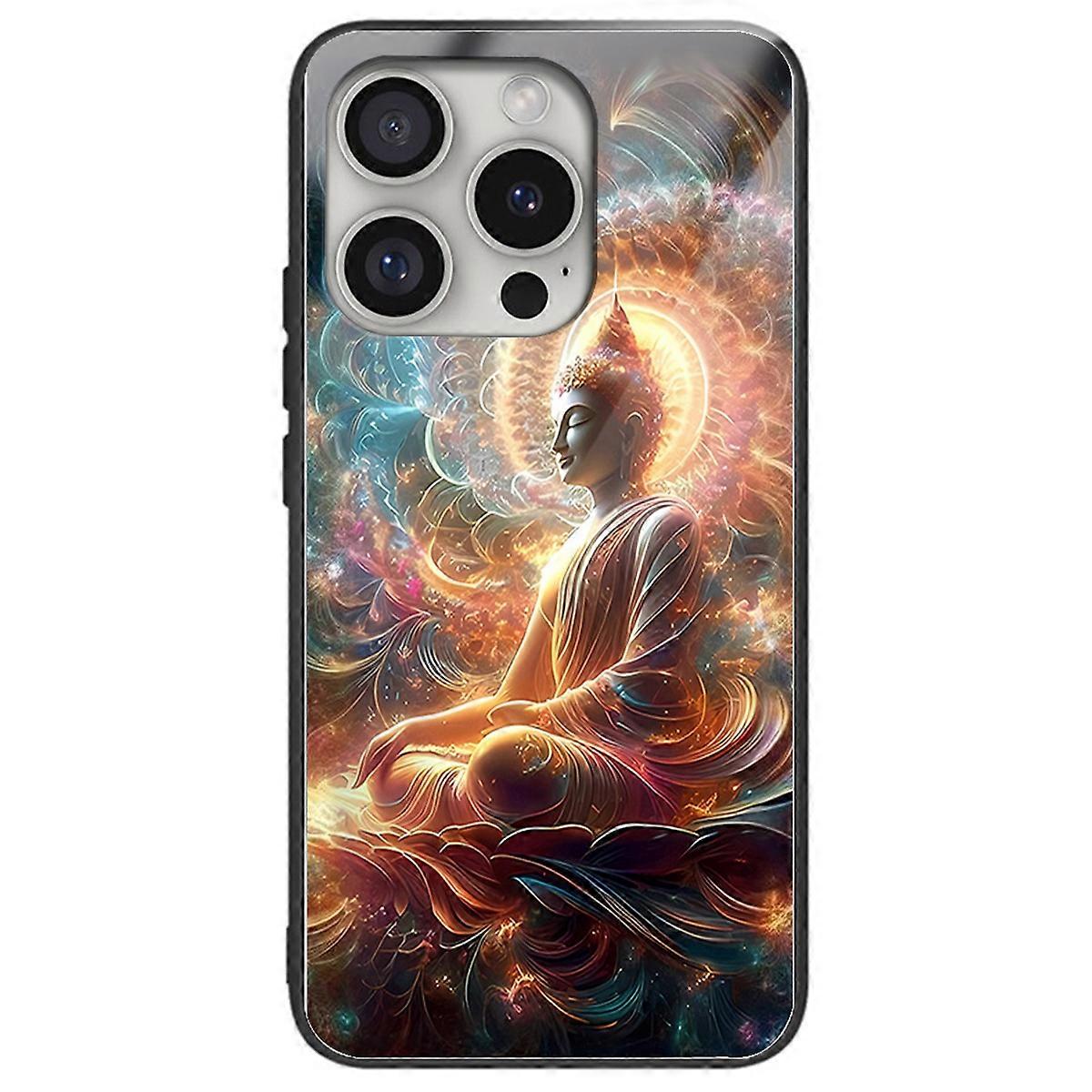 For iPhone 16 Pro Case Tempered Glass TPU Drop-Proof Phone Cover Pattern Printing