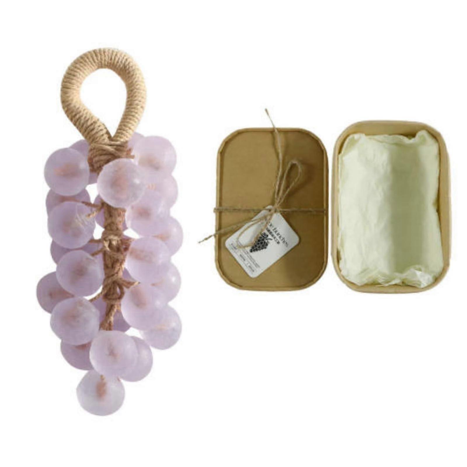 Decorative Grape Cluster Hanging Rope Soap Bar with Subtle Rose Scent for Bathroom Decor