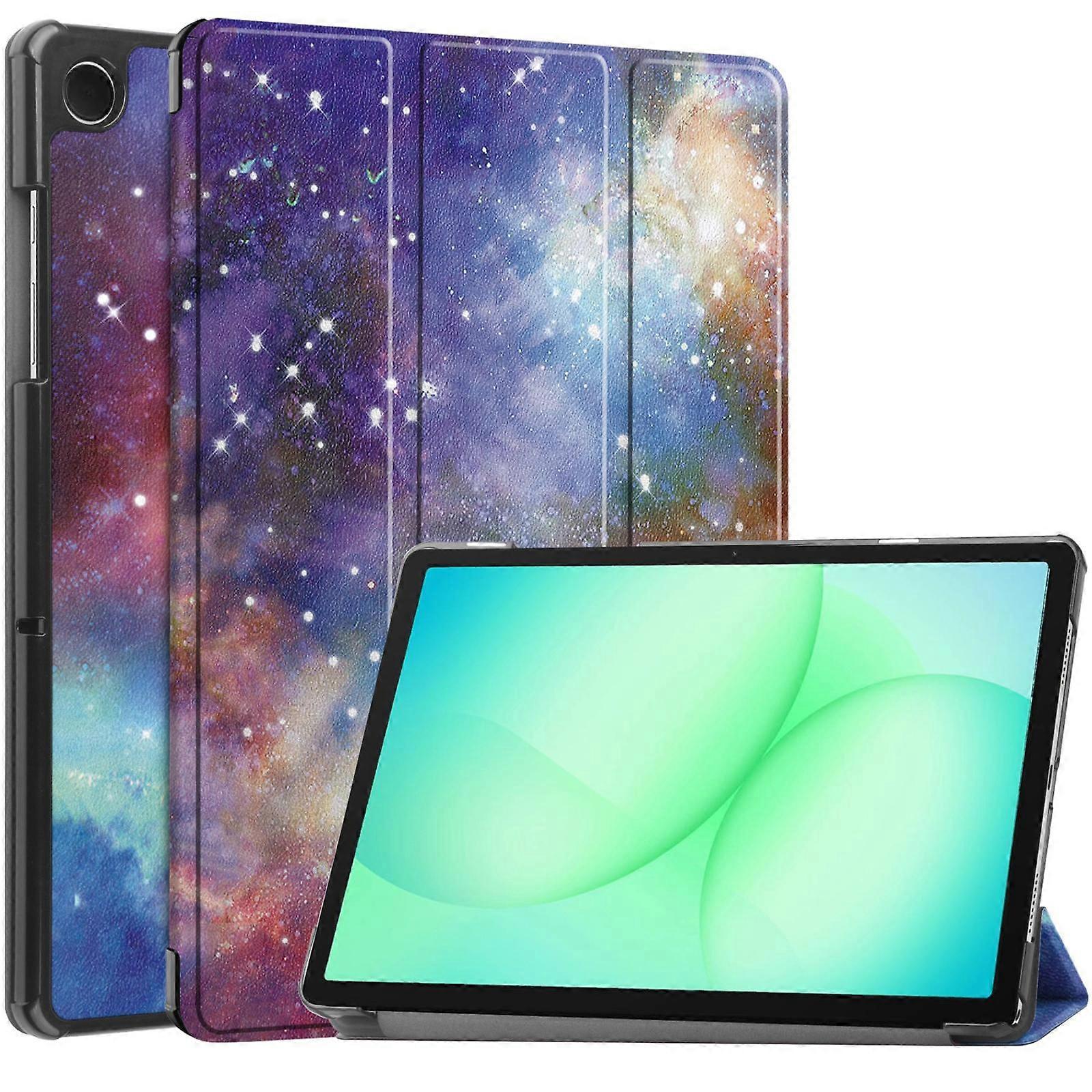 Custer Painted 3-Fold Holder Leather Smart Tablet Case For Samsung Galaxy Tab A11+