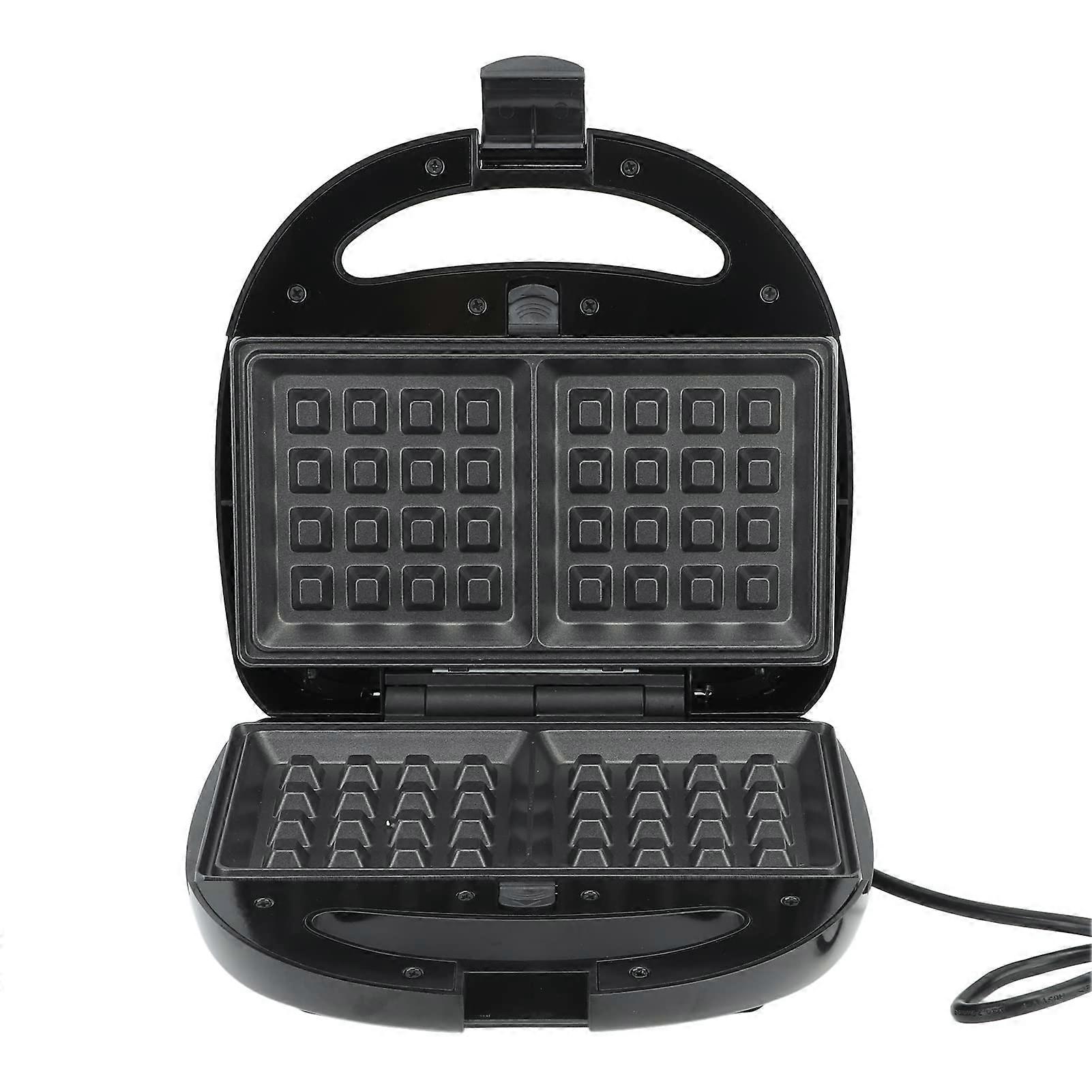 6 Doughnut and Waffle Maker with Nonstick Interchangeable Plates, Cool Touch Handle, Compact Storage