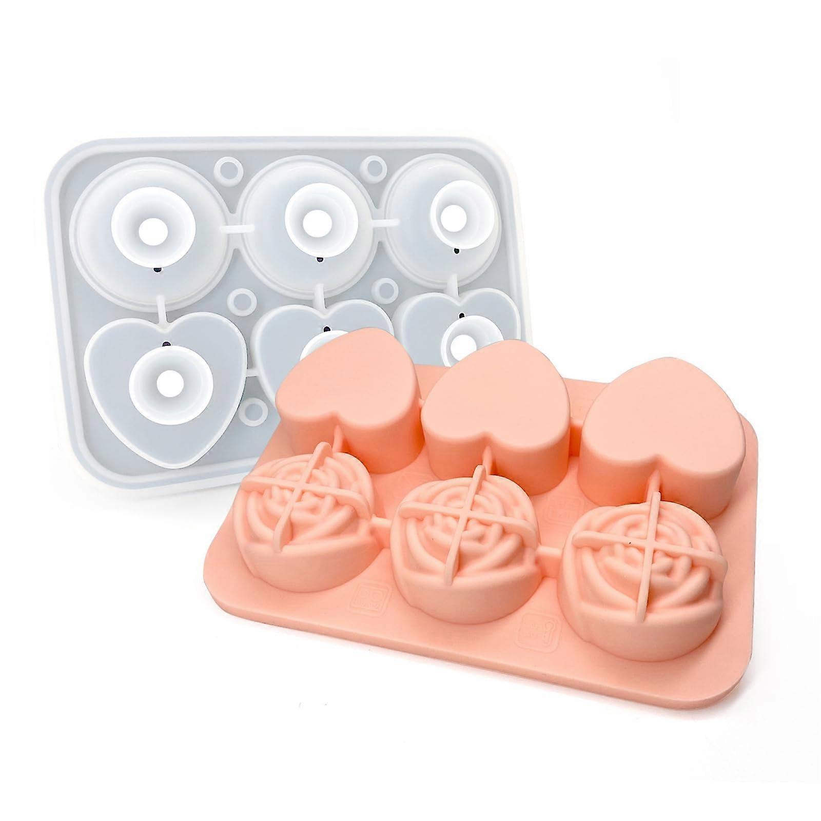 Silicone Ice Cube Mold Heart and Rose Shape EasyRelease Baking Tray for Romantic Drinks