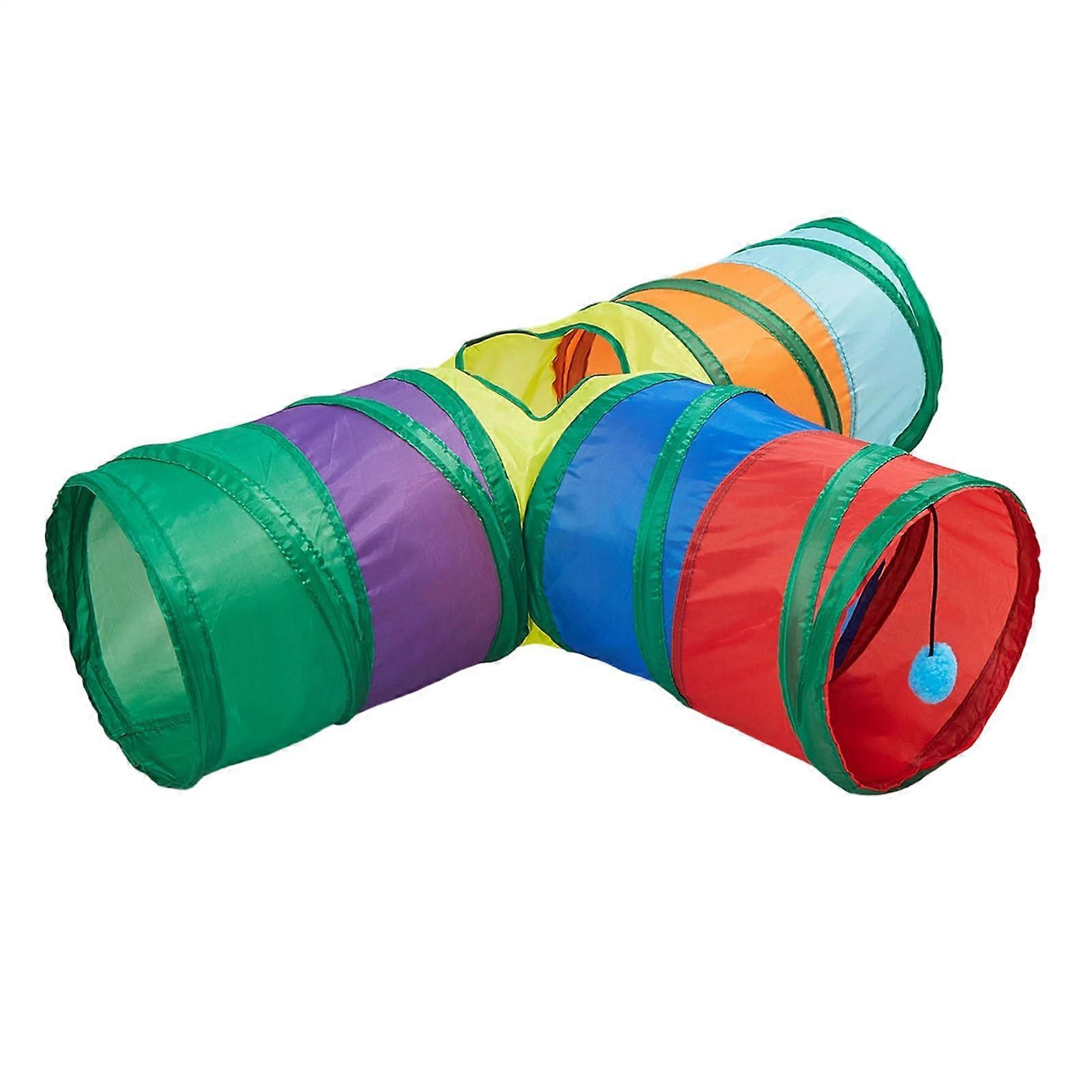 Foldable TShaped Cat Tunnel with Peephole for Interactive Indoor Play and Exercise