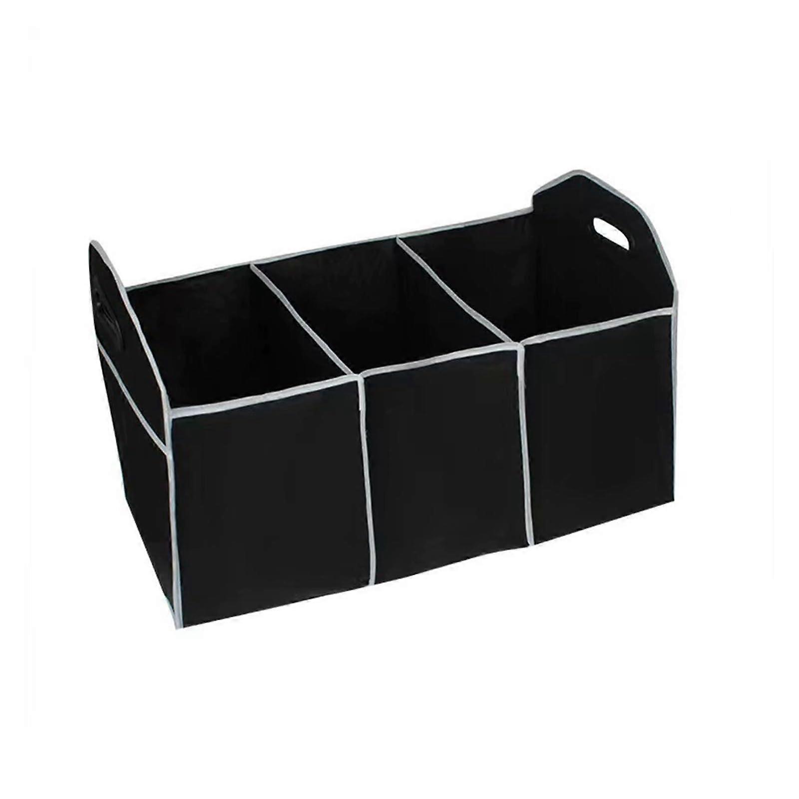 Car Trunk Organizer Foldable with Multiple Compartments for SUV Truck Auto Cargo Storage Black