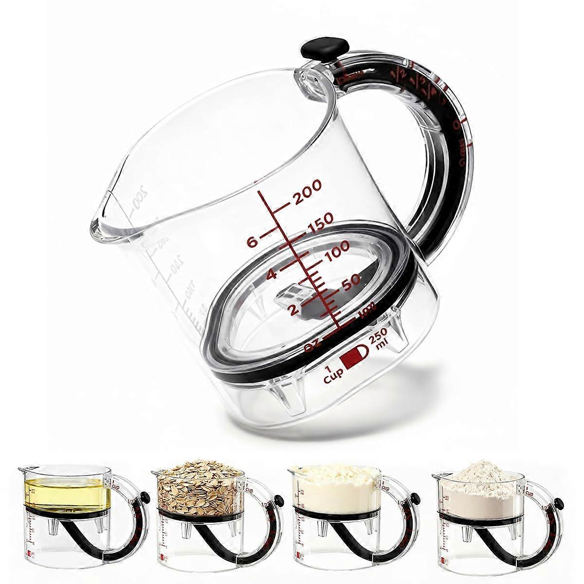Adjustable Measuring Cup with Scraper Seal, 4in1 for Baking and Cooking Dry or Liquid Ingredients