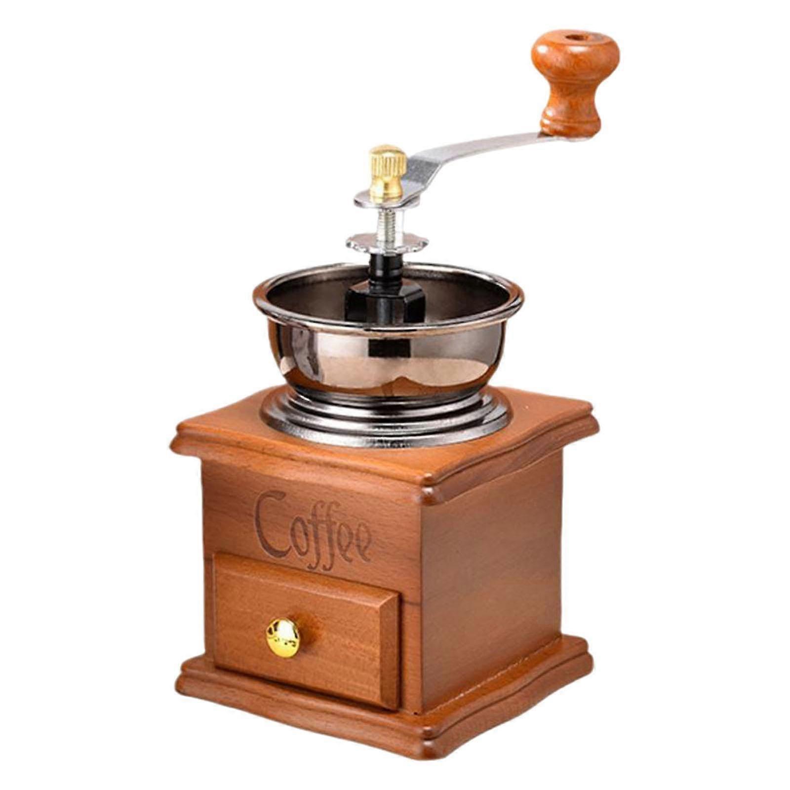 Manual Coffee Grinder with Large Drawer, Adjustable Grind Size, Retro Design for Home Brewing