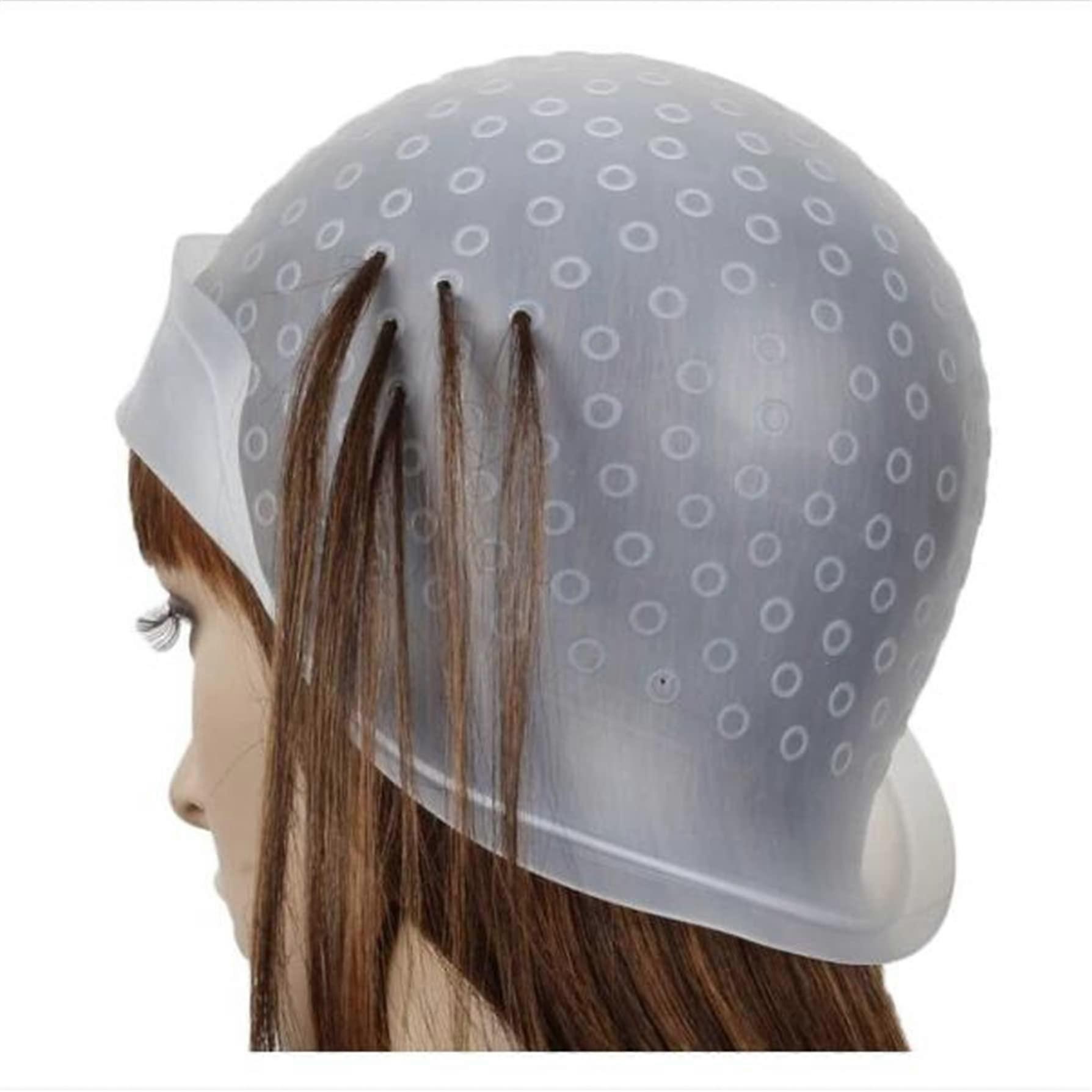 Professional Reusable Silicone Hair Highlighting Cap with Metal Hook for Precise DIY Coloring