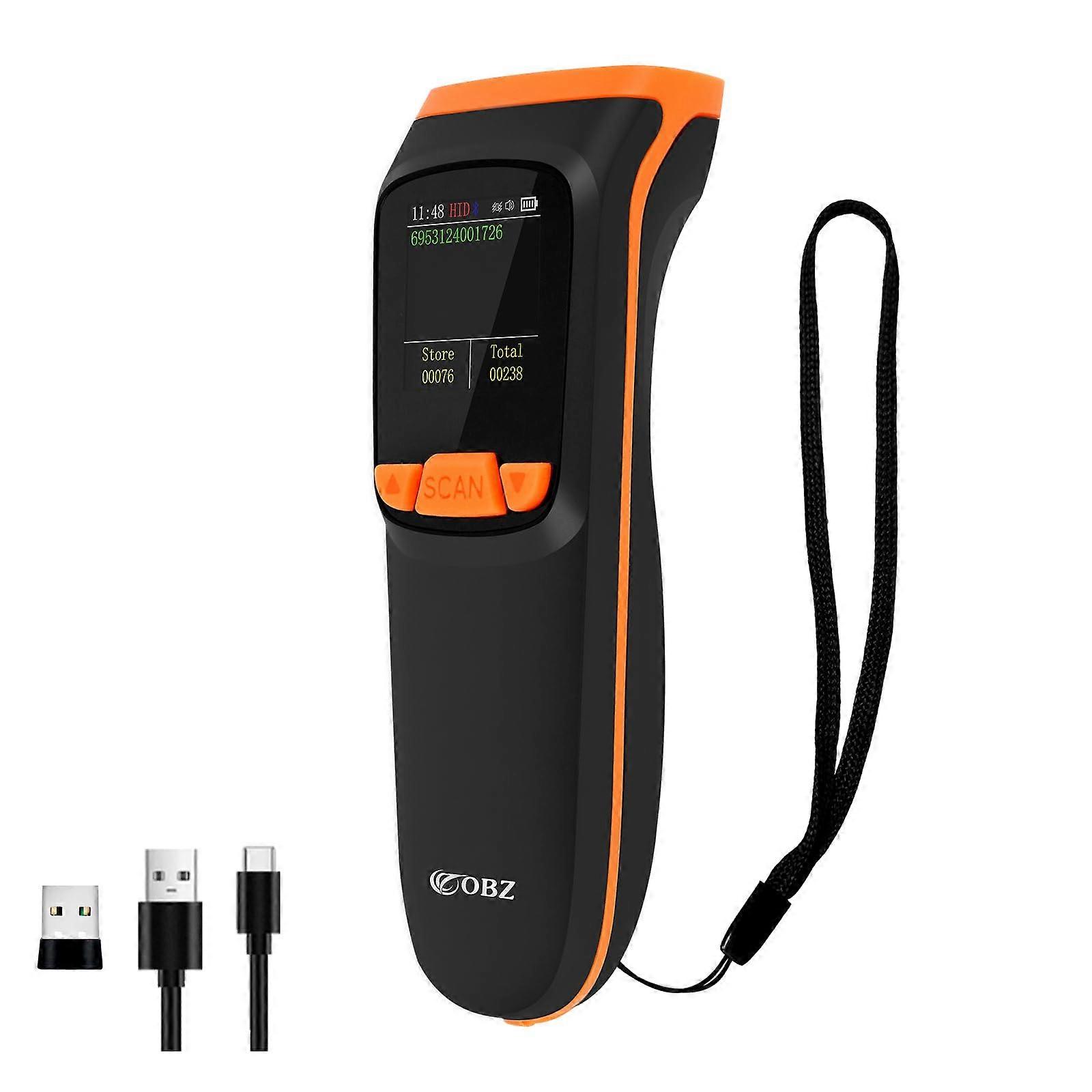 Bluetooth 2D Barcode Scanner with Large LCD Display, 3in1 Wireless and USB QR Code Reader for iOS Android Windows Ref:5638