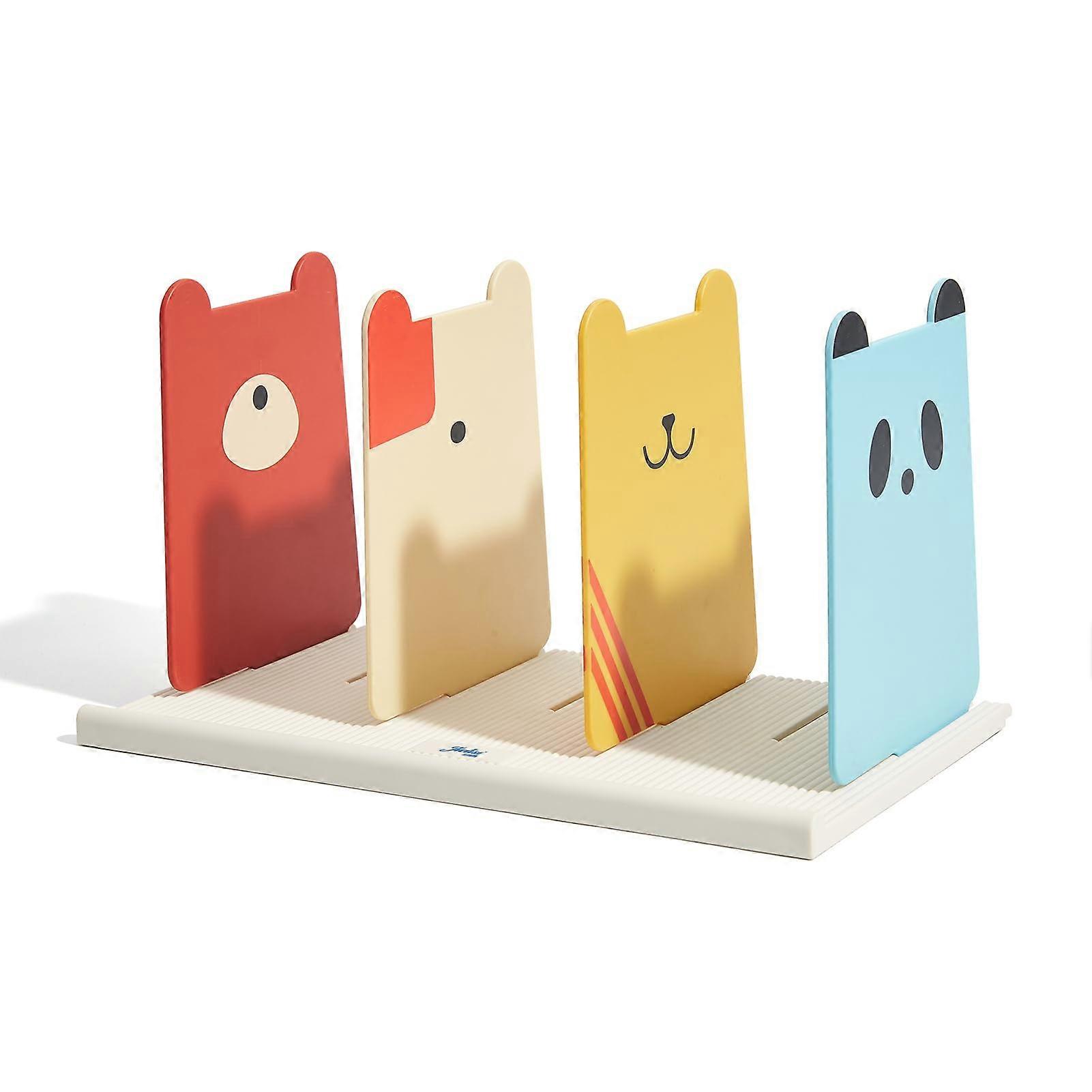 Adjustable Desk Organizer with 4 Sections File Sorter Vertical Document Storage Rack for Office