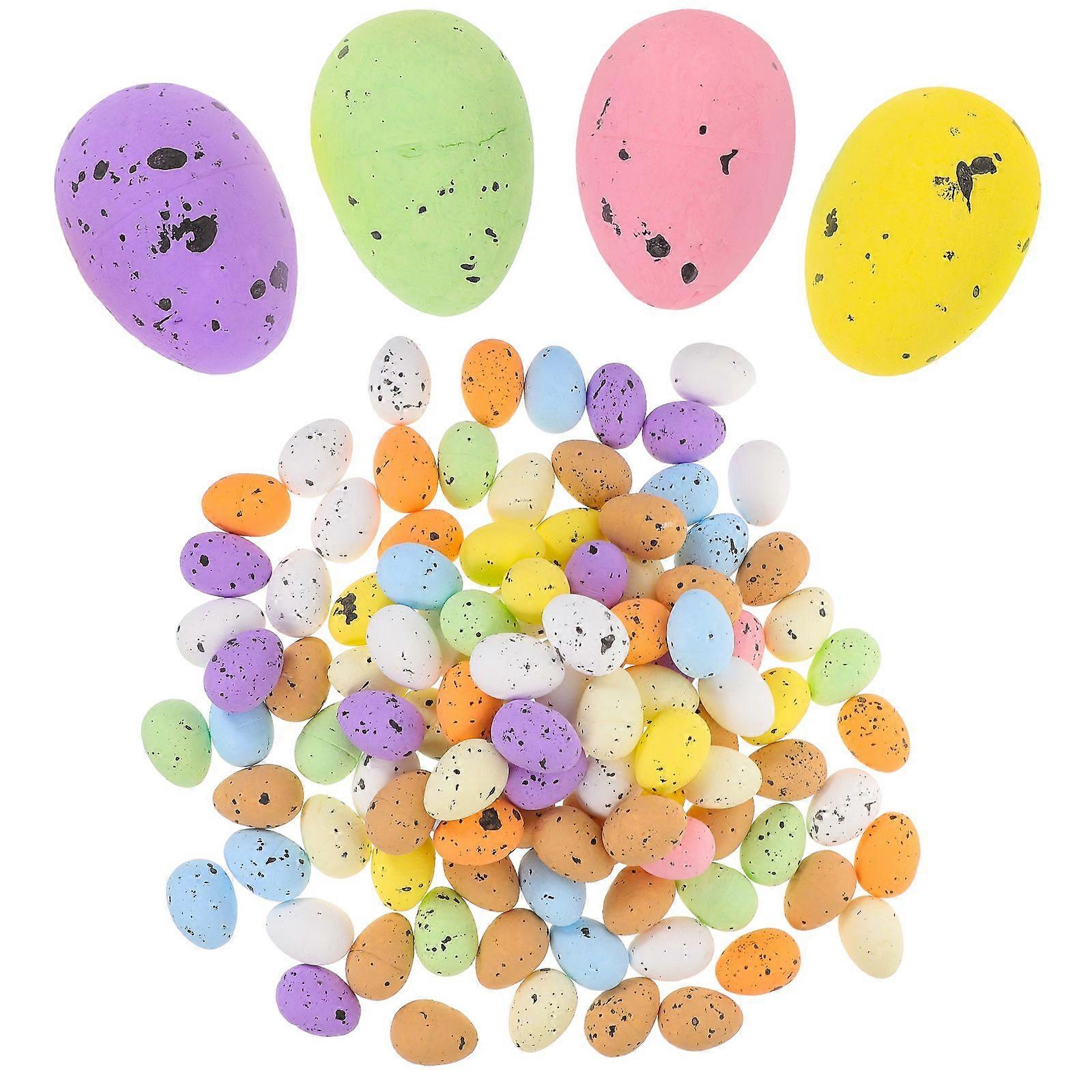 100pcs DIY Foams Easter Eggs Imitation Colorful Eggs Easter Stuffer Decorations 4cm