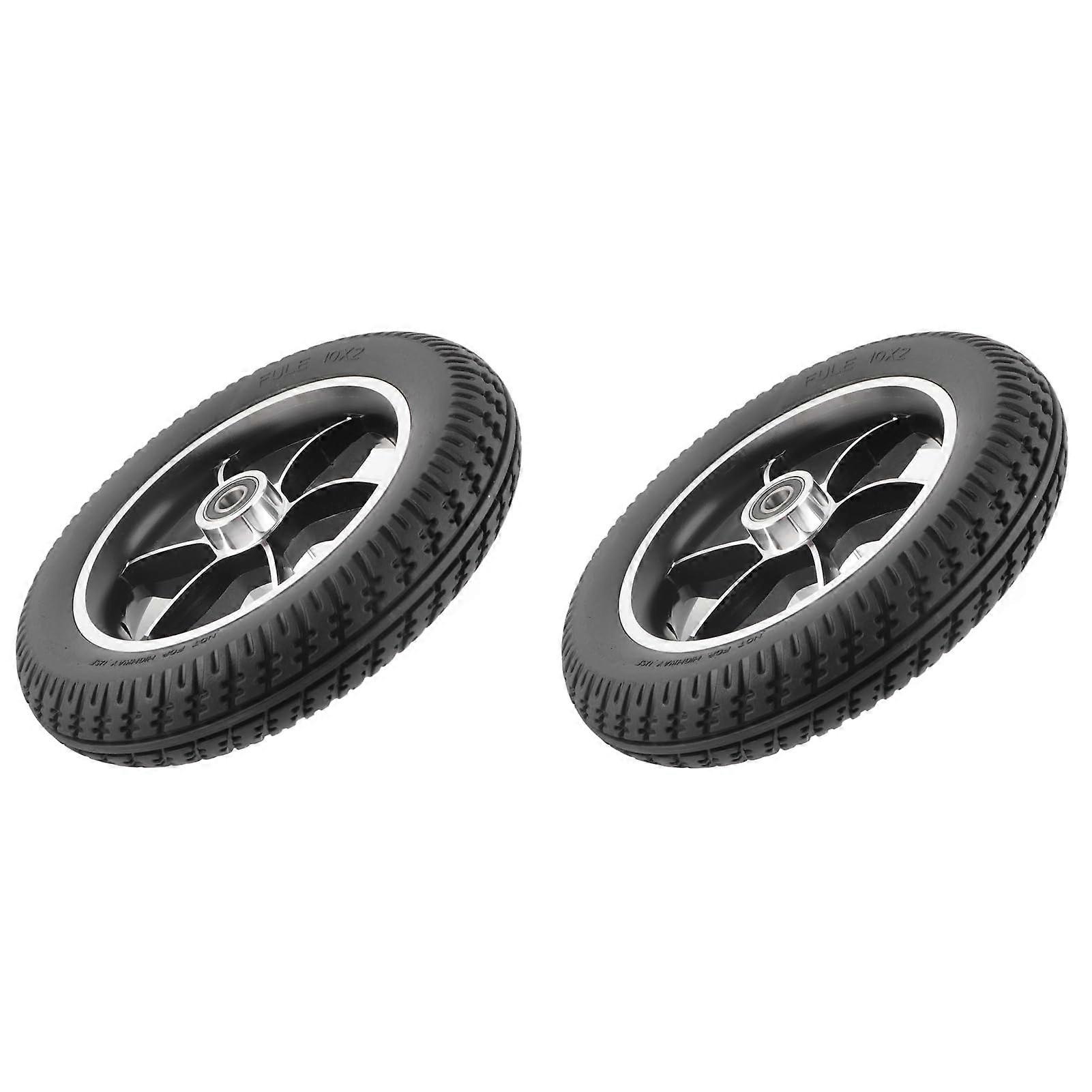2PCS 10in Solid Front Wheel for Electric Wheelchair, Rubber Tire Mobility Scooter Replacement