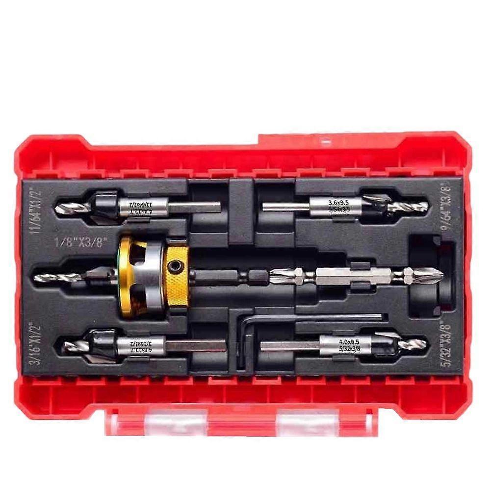 Countersunk Drill Bit Set, Countersunk Drill Bit with Depth Limiter, Hex Shank Countersunk Woodworking Drill Bit Set C