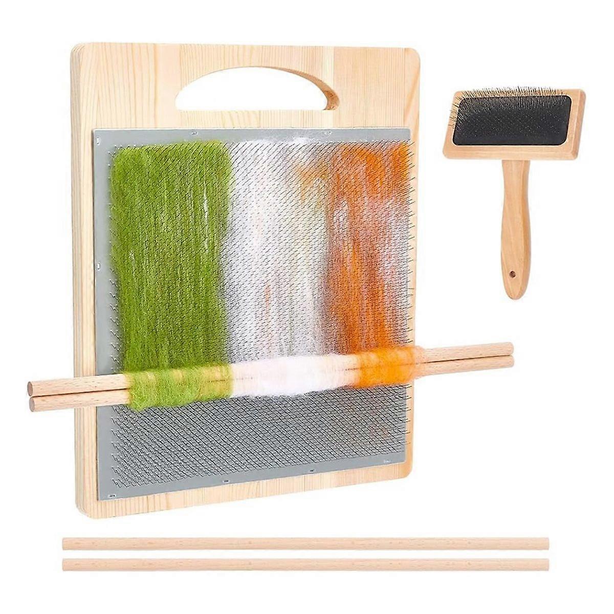 Wool Blending Board Carding Brush Set with Sticks
