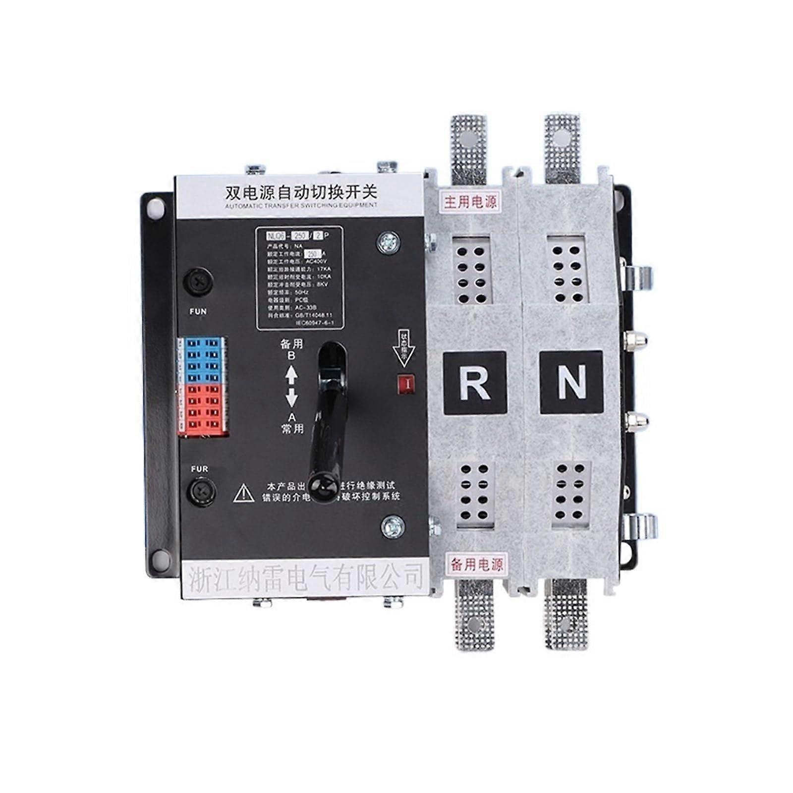Millisecond Level Automatic Transfer Switch 250A 2P Dual Power Switch for UPS and Generator