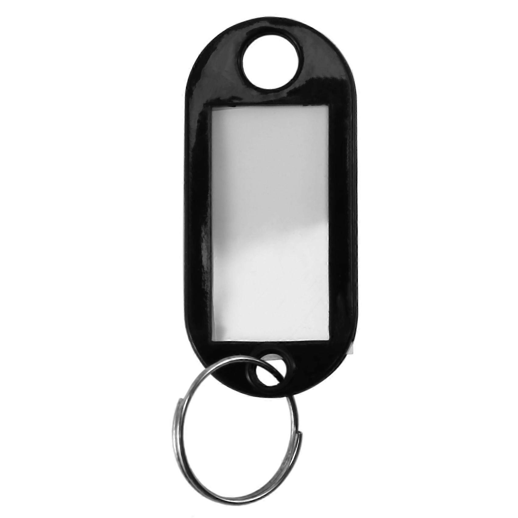 60 Pcs Assorted Key ID Label Tags Split Ring Keyring Keychain (Black)