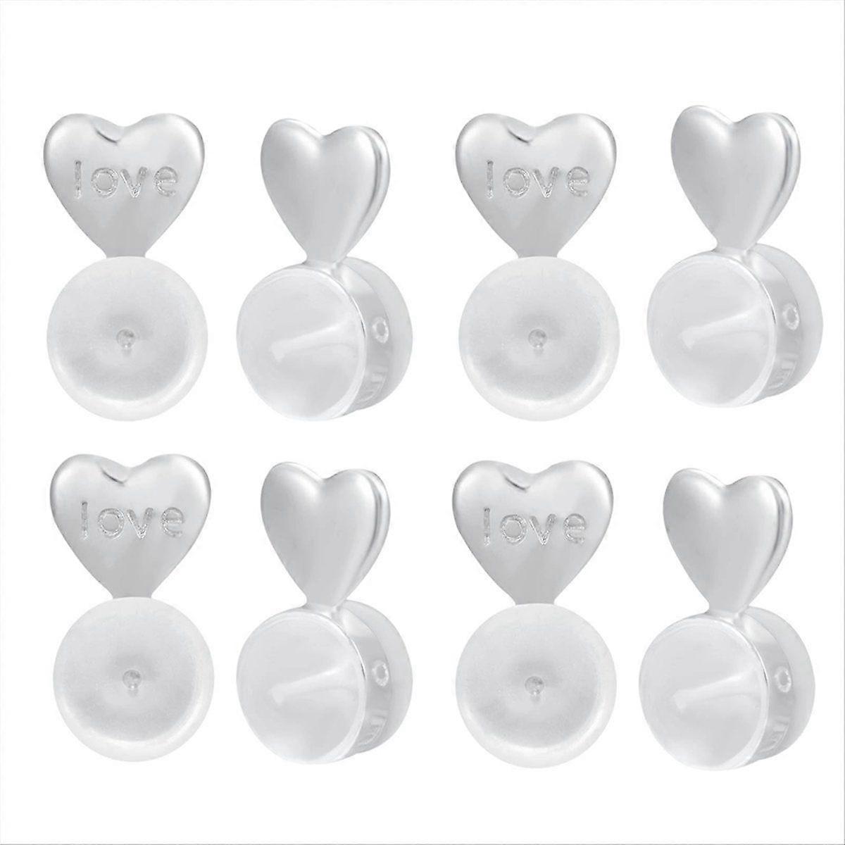 8PCS Earring Backs for -Ears,Silver