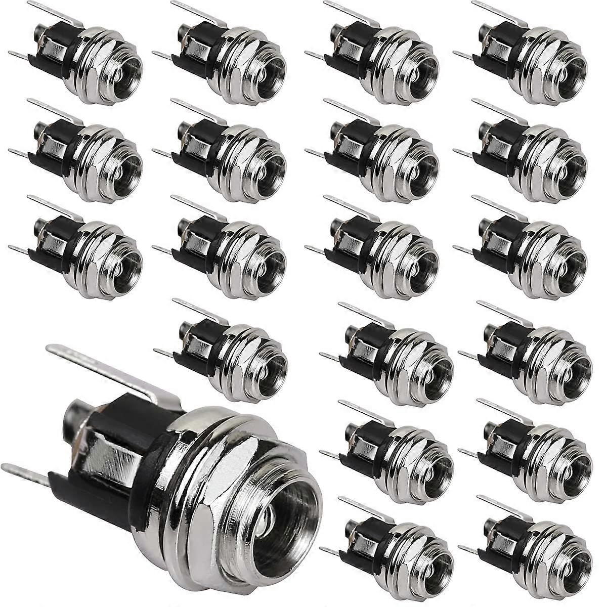 20Pcs 2.5mm DC Power Jack Socket Female Panel Mount Connector for Electronics Projects