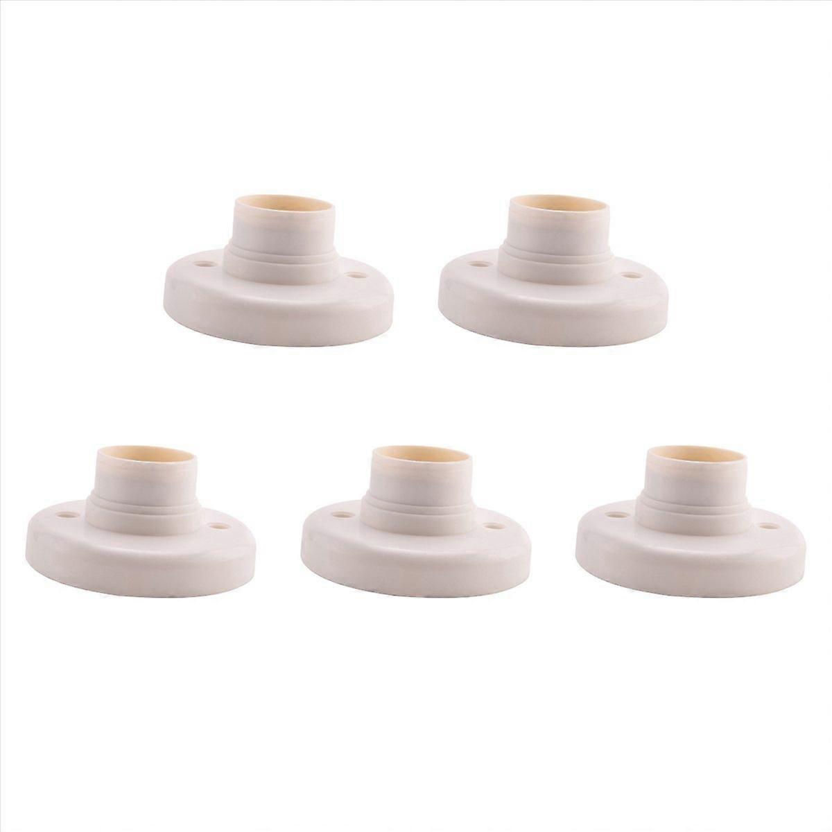 5X E27 Round Plastic Base Screw Light Bulb Lamp Socket Holder White