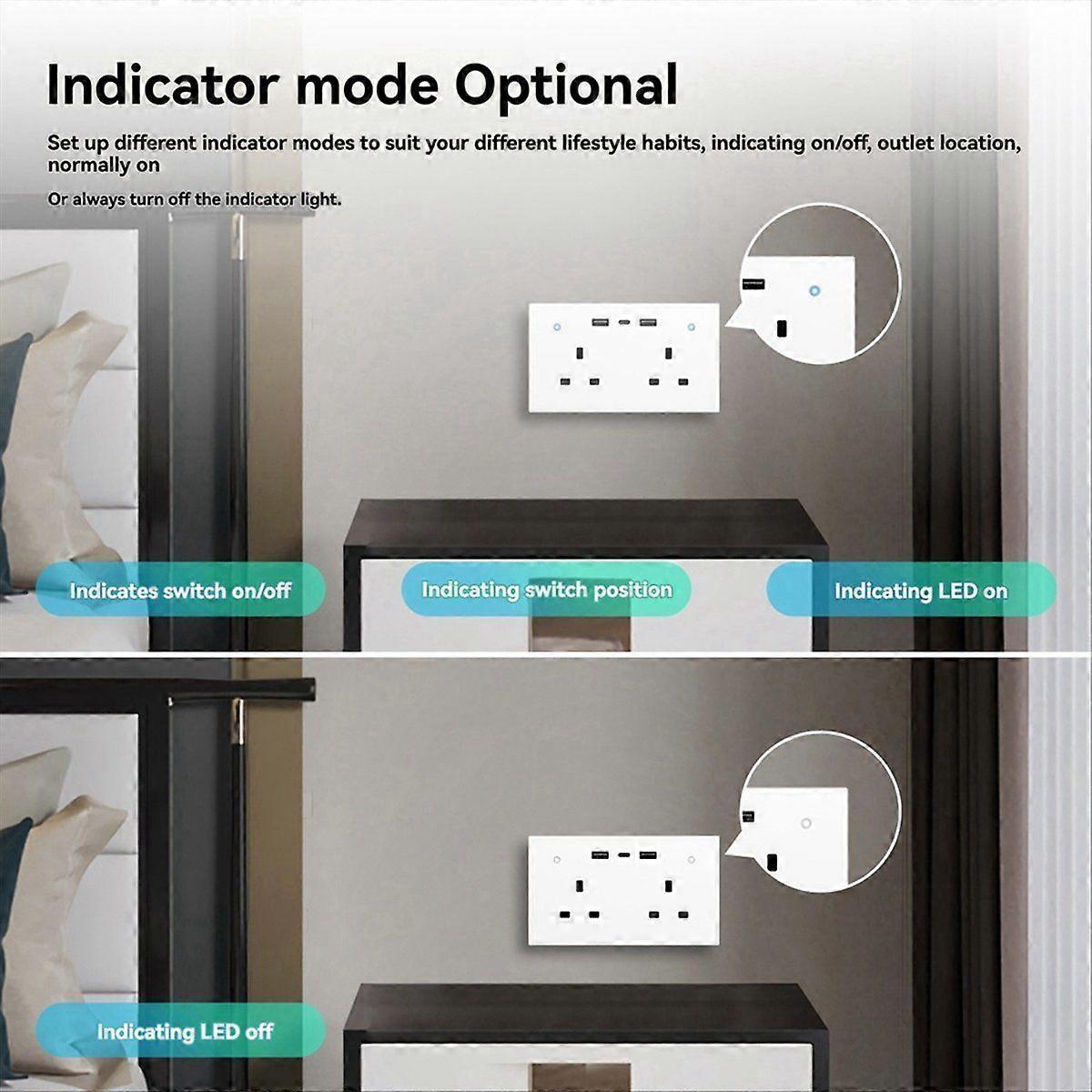 Tuya Smart Wall Socket UK Outlet 13A Touch Switch for