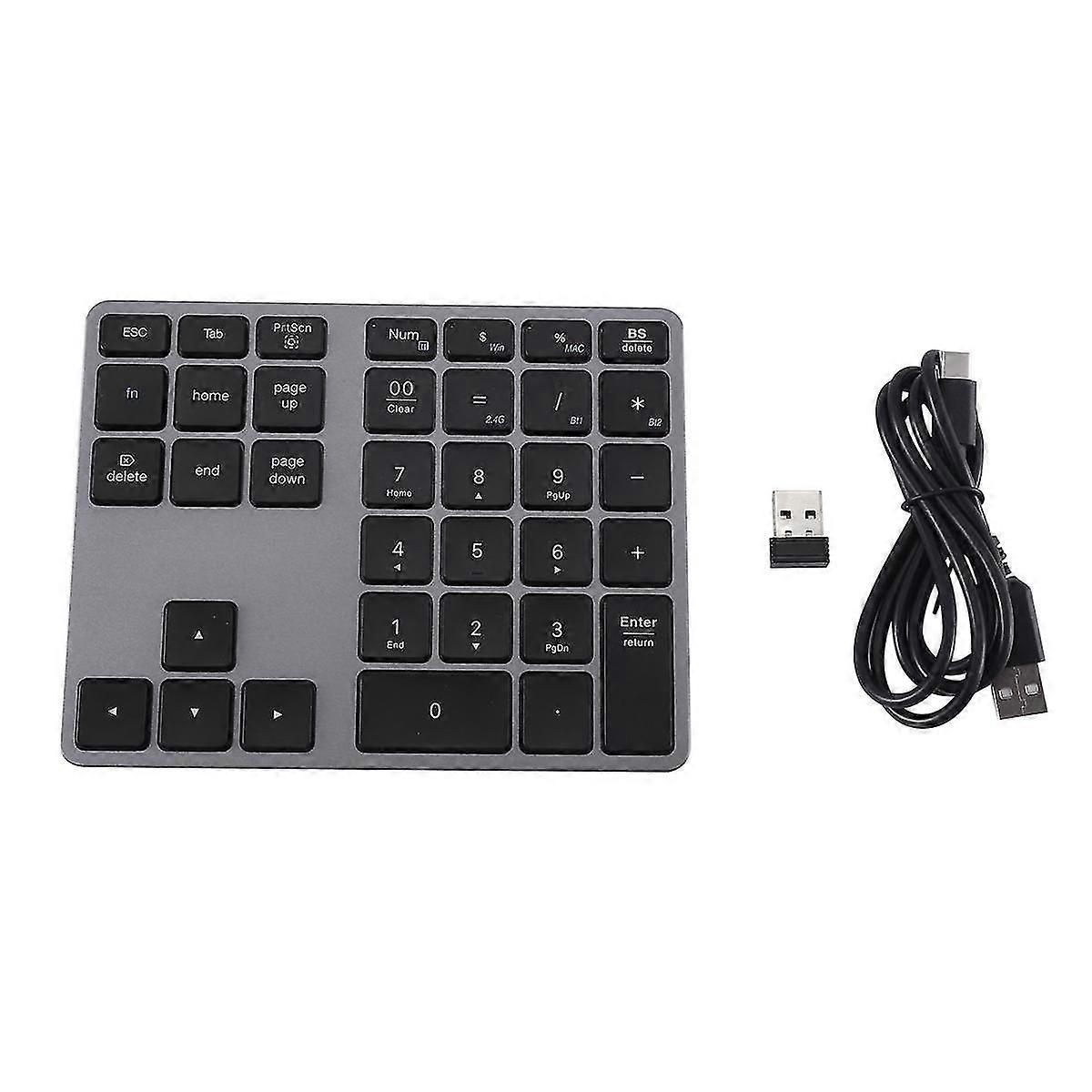 Bluetooth 5.0 Wireless Numeric Keypad 35 Keys Digital Keyboard For Windows Android Pc Tablet Laptop,dark Gray