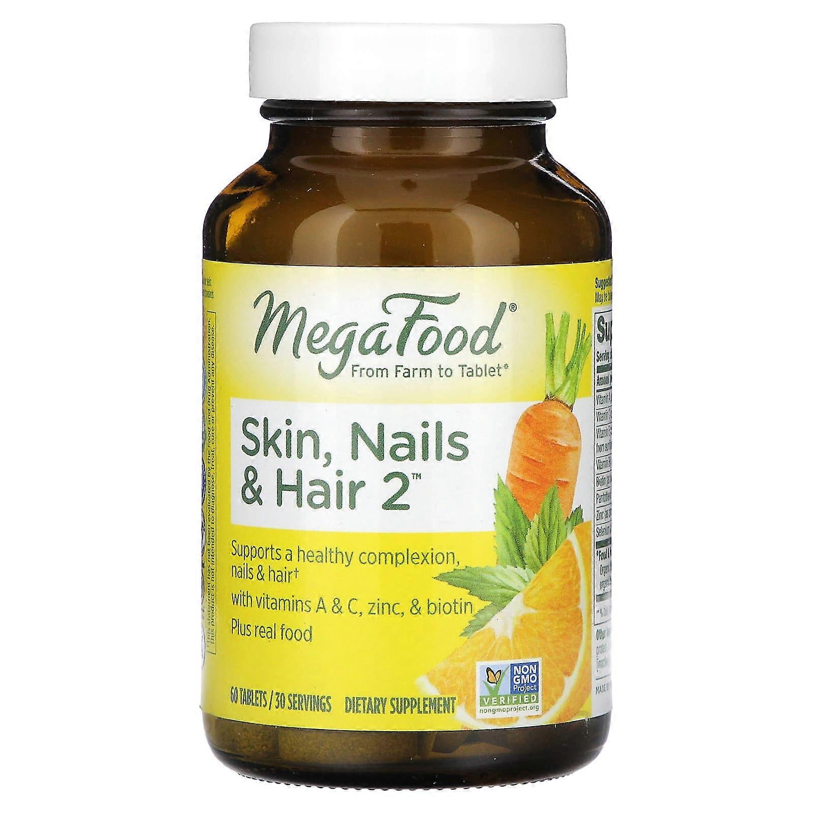 MegaFood, Pele, Unhas e Cabelos 2, 60 Comprimidos