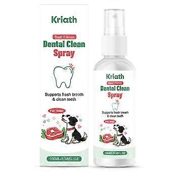 Beef Flavor Dog Dental Spray for Teeth Cleaning - Pet Breath Freshener, Tartar & Plaque Remover No Brush Oral Care for Dogs