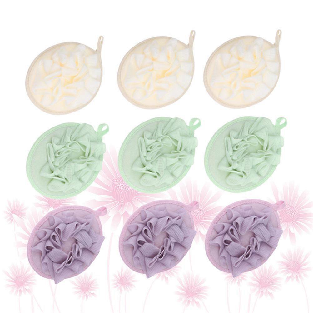 Bath Puff Bath Ball for Cleaning Use 9Pcs Solid Color Portable Bathing Accessory