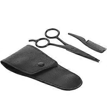 Mustache Scissors Set 3Pcs for Beard Trimming with Stainless Steel Shear Cutter