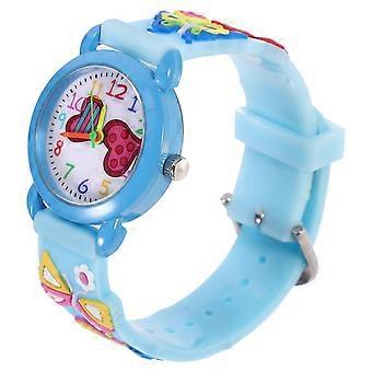 Cartoon for Kids Use 1Pcs Blue Rubber Kids Wristwatch