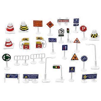 DIY Traffic Road Signs Model Kids Road Signs Toy for Learning 28Pcs Set