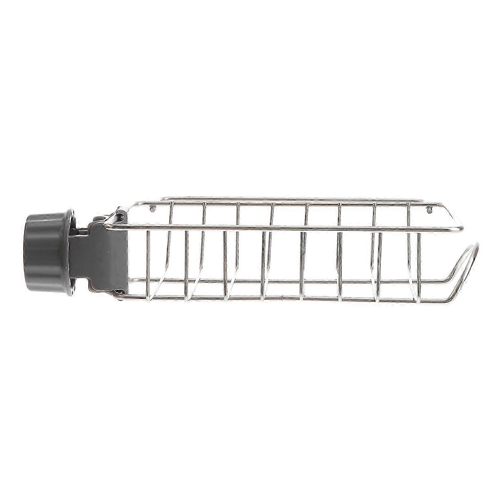 Sponge Storage Holder For Kitchen Organization Rectangular Silver Drain Rack Design 1Pack