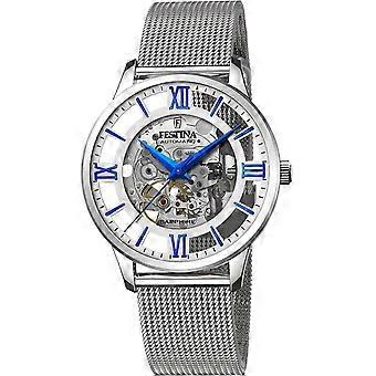 Festina Prata Aço Inoxidável Automático F20534/1 Relógio Masculino