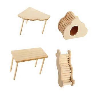 Spielplätze aus naturbelassenem, unbehandeltem Holz für Kleintiere mit Nagemöglichkeiten und sicheren Rändern für aktive Hamster und Rennmäuse, mehrfarbig